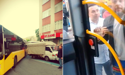İETT otobüsü seyyar satıcının kamyonetine çarptı: Şoför tehdit edildi