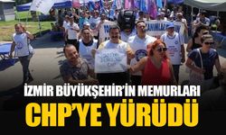 İş bırakan İzmir Büyükşehir Belediye memurlar CHP İl Başkanlığına yürüdü