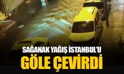 İstanbul’da sağanak yağış yolları göle çevirdi