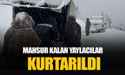 Rize’de kar nedeniyle yaylalarda mahsur kalan yaylacılar hayvanları ile birlikte kurtarıldı