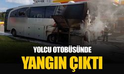 Yolcu otobüsünde yangın: Sürücü aracı akaryakıt istasyonuna çekip itfaiyeyi aradı