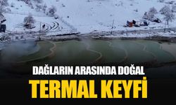 İnegöl'de eksi 10 derecede karla kaplı dağların arasında doğal termal keyfi