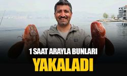 Gölcük'te amatör balıkçı toplam 6 buçuk kiloluk 2 balık yakaladı