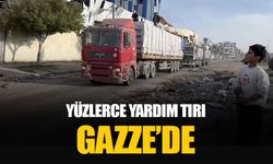 Gazze'de ateşkes sonrası yüzlerce yardım tırı bölgede