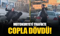 İstanbul trafiğinde kavga: Motokuryeyi copla dövdü