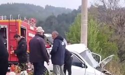 Denizli Acıpayam'da otomobil elektrik direğine çarptı; 2 ölü 1 yaralı
