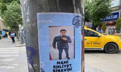 Eskişehir'de elektrik direklerine asılan "Ehliyet sınavını geçti" broşürü ilgi çekti