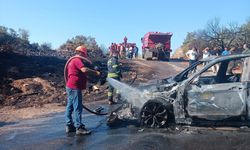 Milas'ta otomobilden ormana sıçrayan yangın söndürüldü