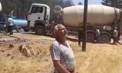 Bursa'da beton pompası ile yangın söndürmeye katıldı