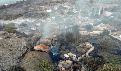 Yangında evi ve hayvanları yanan mahalleli gözyaşlarına boğuldu