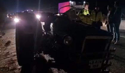 Milas’ta traktöre kamyon çarptı: 1 yaralı