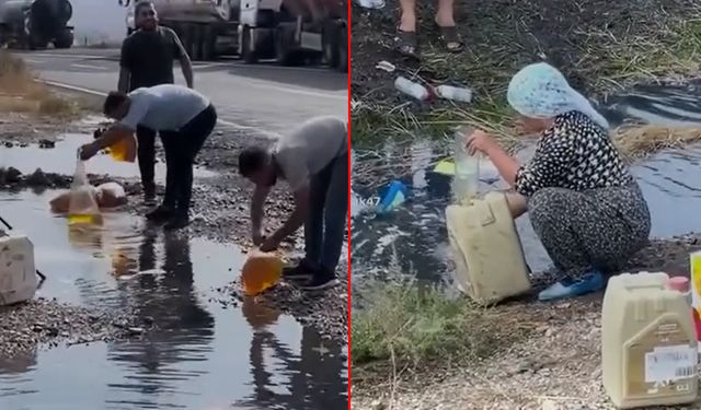 Şırnak'ta bedava akaryakıt izdihamı! Poşetini, bidonunu kapan koştu