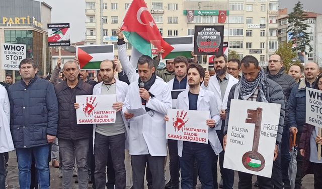 Çorum’da sağlık çalışanlarından Filistin’e sessiz destek