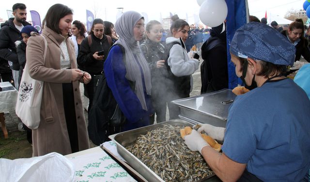 1 saat içerisinde 1 ton hamsi tüketildi!