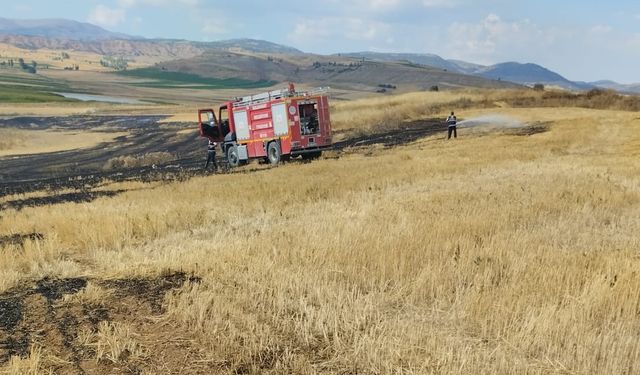 Tokat'ta çıkan anız yangınında 7 dönümlük alan zarar gördü