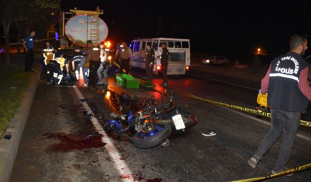 Siverek'te sulama tankeriyle çarpışan motosikletteki 2 kişi öldü