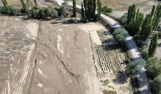 Sungurlu'da su baskınlarının yaşandığı Arifegazili köyü havadan görüntülendi