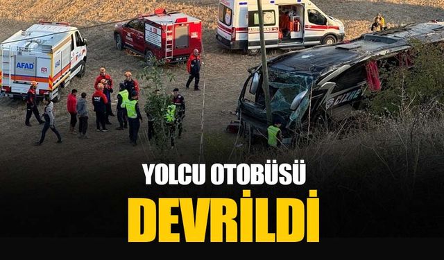 Afyonkarahisar Çay'da yolcu otobüsü devrildi: Çok sayıda yaralı var