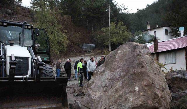 Dev kaya parçası yola düştü