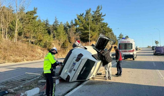 Otomobilin takla attığı kazada 1 kişi yaralandı