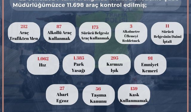 Trafik kurallarını ihlal eden 3 bin 563 sürücüye ceza yazıldı