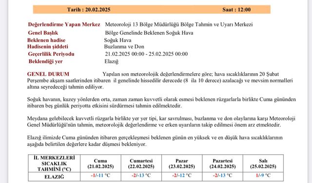 Meteorolojiden don ve buzlanma uyarısı yapıldı