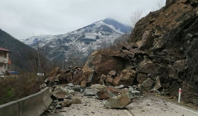 Ordu Çatalpınar'da heyelan: Karayolu ulaşıma kapandı