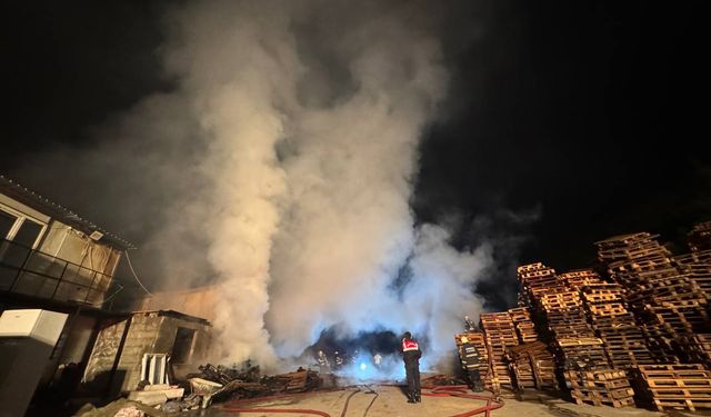 Gebze'de palet deposunda yangın çıktı