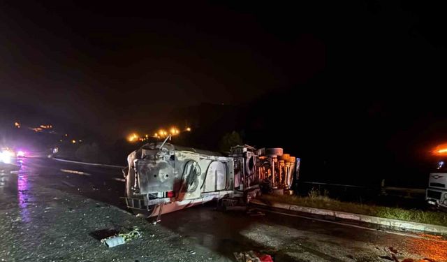Osmaniye Bahçe'de mazot yüklü tanker devrildi