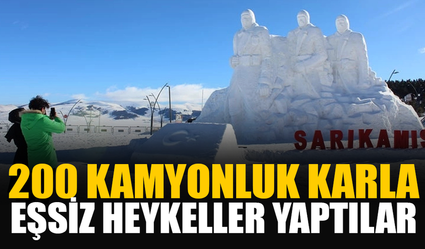 200 Kamyon kar yığılarak bu güzel heykeller ortaya çıkarıldı