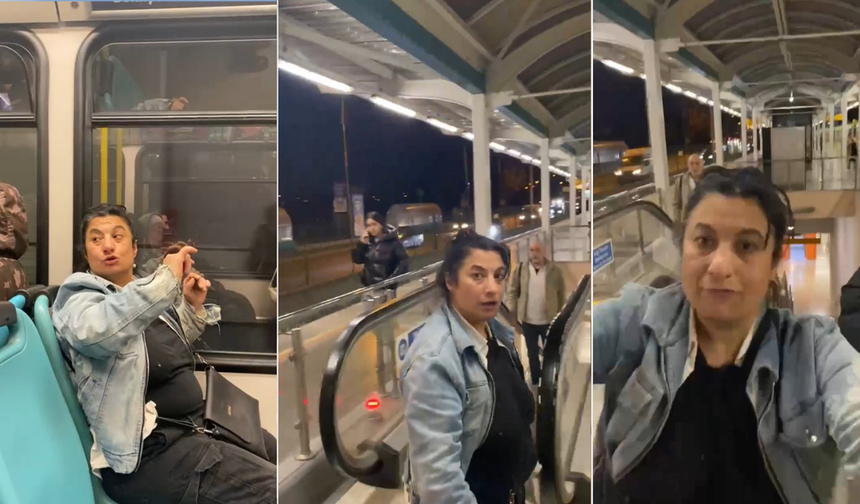 Bursa’da metroya alkollü binen kadın, kameraya kaydeden kıza saldırdı