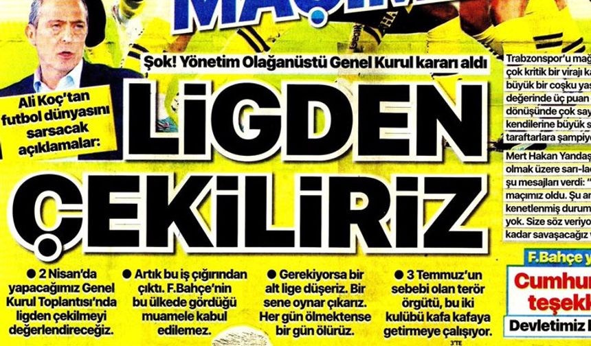 Fenerbahçe ligden çekilmeyi konuşuyor