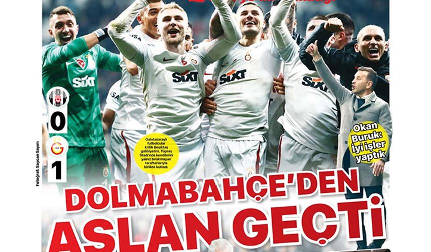 Galatasaray'ın derbi zaferi manşetlerde