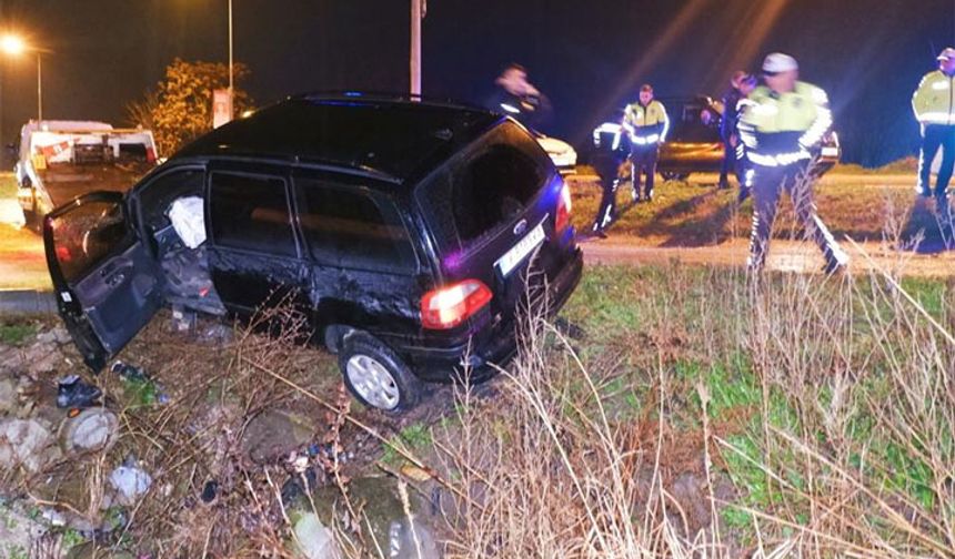 Edirne'de polisten kaçan araç kaza yaptı