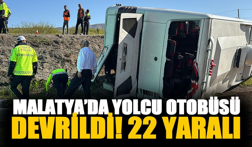 Malatya'da yolcu otobüsü devrildi! 22 yaralı