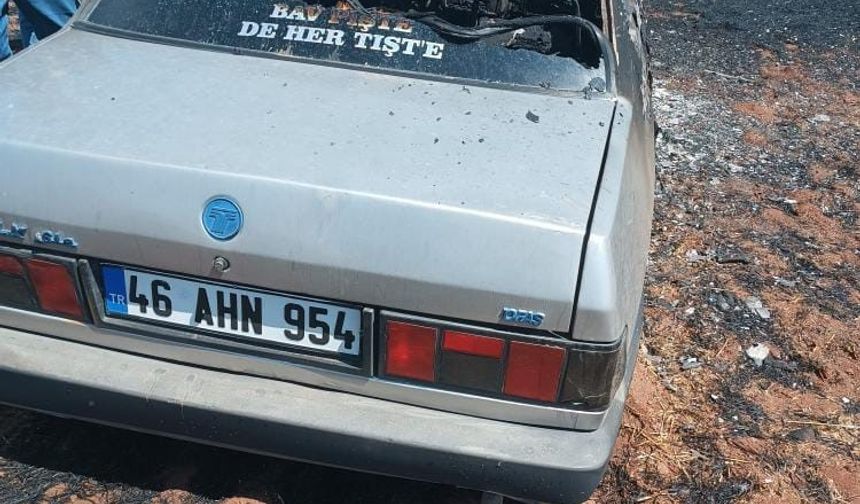 Siverek’te tarlada çıkan yangında otomobil de yandı