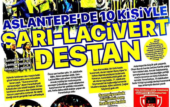 Fenerbahçe'nin derbi zaferi manşetlerde